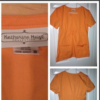 Katherine Heigl Peaches Brand Scrub Top Orange XS Fits Size Small Also