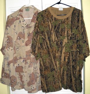 Lot of Two Camo Shirts 3XL Reg Pre Owned 1 s s Trebark Crew Tee 1 L S