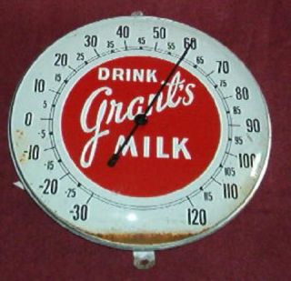 Grants Milk Round Bubble Glass Advertising Thermometer