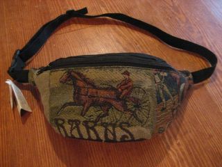 Harness Horse Racing High Wheel Sulky Tapestry Waist Pack Bag NWT
