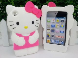 Hello Kitty HotPink Rubber Silicone Case Cover For iPod Touch 4 4th