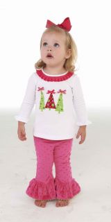 Mud Pie Baby Girl Santa Little Helper Triple Tree Christmastunic Minky