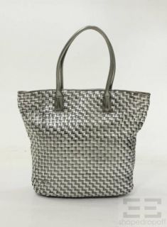 Helen Kaminski Silver Metallic Woven Leather Tote Bag