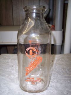 Vintage Greencastle Sanitary Dairy 1qt Milk Bottle PA