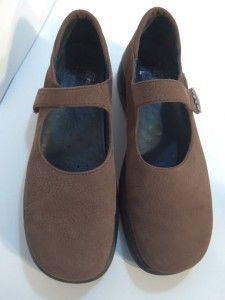 Helle Comfort Romus Brown Pebble Suede Mary Jane Sun Buckle Shoes 38