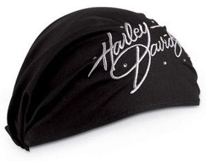 Harley Davidson Womens Black Crystal Embroidered Headwrap