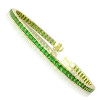Tsavorite Green Garnet Tennis Bracelet 14k Yellow Gold 7 inches 8ct TW