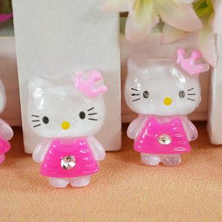   Resin Glitter Hello Kitty Flat back appliques Cabochon Buttons T74