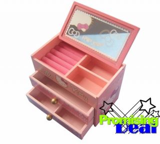 Hello Kitty Wooden Jewelry Box Cosmetic Case Pink