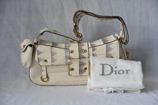 Christian Dior White Street Chic STC Greene St Snakeskin Shoulder Bag