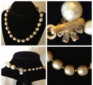 VINTAGE MIRIAM HASKELL Estate Jewelry Lg Soft Gray Baroque Pearl