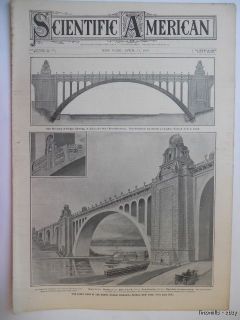 1908 Antique Henry Hudson Bridge New York Scientific American Mag