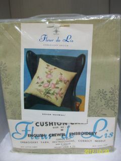  Unger Crewel Embroidery Kit Haswell Fleur de Lis Cushion Case