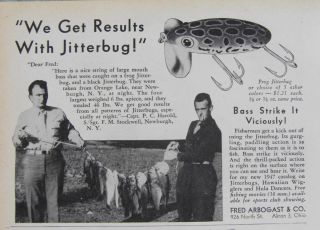  Arbogast Company Frog Jitterbug Fishing Lure Ad Capt P C Harold
