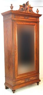 Beautiful French Antique Henry II Single Door Armoire Made from Walnut