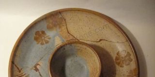 wishon harrell stoneware chip and dip measures approx 10 diameter hand
