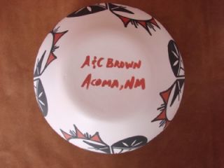  American Acoma Indian Pottery Hand Painted Pot by AC Brown Signed