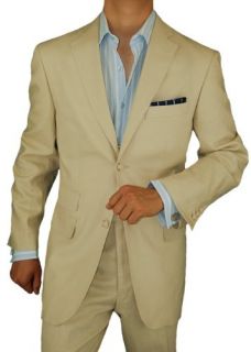 Bianco Brioni Made in Italy Linen Mens Suit 2 Button Flat