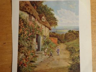 Original 1930 Signed D. Sherrin lithograph print Roses Bloom Around