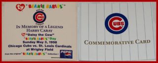 Stop Look Now Chicago Cubs Harry Caray Beanie Babies Daisy Cow Ticket