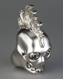 Alexander McQueen Mohawk Skull Ring, Silvertone   