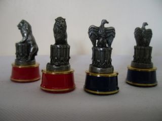 Vintage  Battle of Waterloo  Pewter Chess Set Orig Board by Franklin