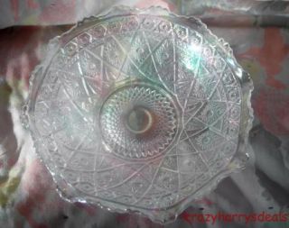 Vintage L E Smith Carnival Glass Bowl Centerpiece Iridescent Pinwheel