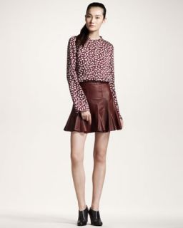 10 Crosby Derek Lam Kitty Print Blouse & Leather Tulip Skirt   Neiman