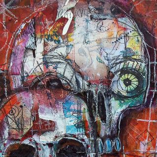 Karen Hickerson Day of The Dead Sugar Skull Painting Abstract Urban