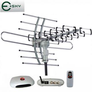 HDTV Outdoor Amplified Antenna HD TV 360 38dB Rotor Remote UHF VHF FM