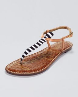 Sam Edelman Striped T Strap Thong Sandal   