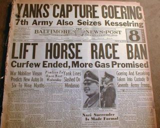  II Newspapers Capture of Nazi Leader Hermann Goering w Pictures