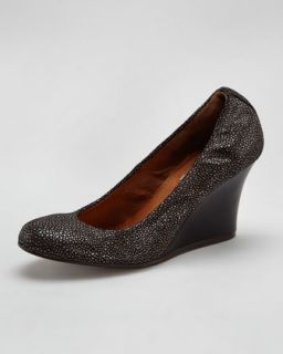 X1N18 Lanvin Faux Stingray Wedge Pump, Dark Gray