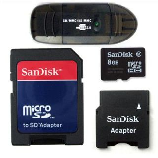 San Disk 8GB Micro SDHC Memory Card w Mini SD Adapter