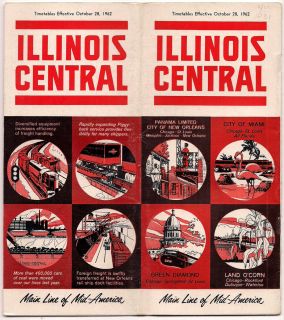 Illinois Central Railroad 1962 Time Table 25 Page Brochure