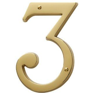   Solid Brass Residential House Number 3 Patio, Lawn & Garden