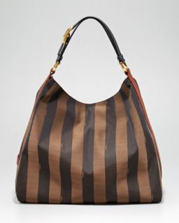 Fendi Pequin Tonal Stripe Hobo Bag   