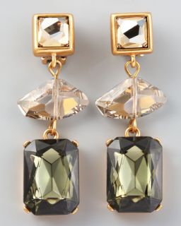 Y14B5 Oscar de la Renta Geometric Crystal Clip Earrings, Gray