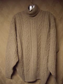 CLAN DOUGLAS 100% Cashmere Sweater Tan CABLEKNIT Chest 49 XL SCOTLAND