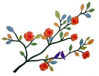 Flower Branch Birds Wall Decal Removable 24 Can Reposition Washable