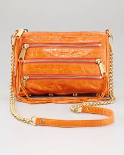 Rebecca Minkoff Zip Front Leather Crossbody Bag, Orange   Neiman