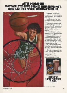 Old 1977 Nutrament Drink Print Ad John Havlicek Celtics