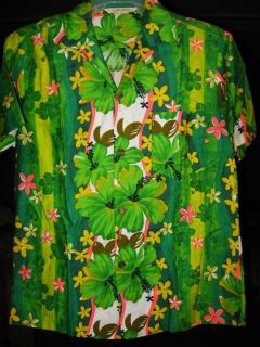1950s Vintage Royal Hawaiian Crisp Top Loop Vertical Pattern Shirt