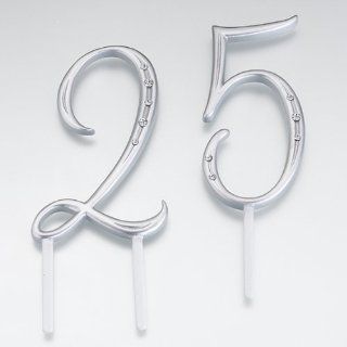Silver Monogram Cake Number Cake Topper   2 numbers