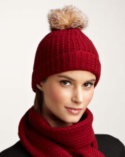 D07EW Sofia Cashmere Cashmere Fur Pompom Hat