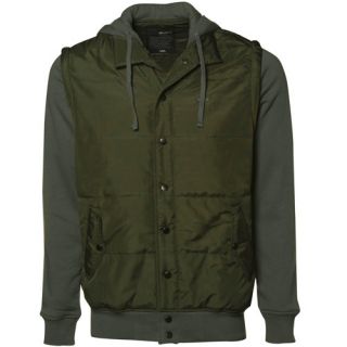 RVCA Puffer Fleece Evergreen Full Button Hoodie Jacket