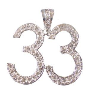 Iced CZ Number 33 Pendant Charm w Free Chain Everything