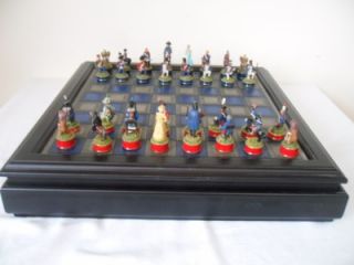 Vintage  Battle of Waterloo  Painted Chess Set Orig Board by