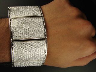 Mens 925 Sterling Silver Simulated Diamond Bracelet
