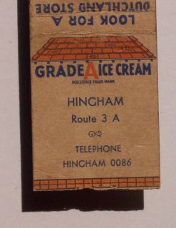 1940s Matchbook Dutchland Farms Brockton Hingham MA MB